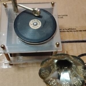 Vintage-Style Brass Music Box Crank with Floral Bell